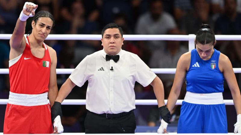 Imane Khelif and Angel Carini at 2024 Olympics